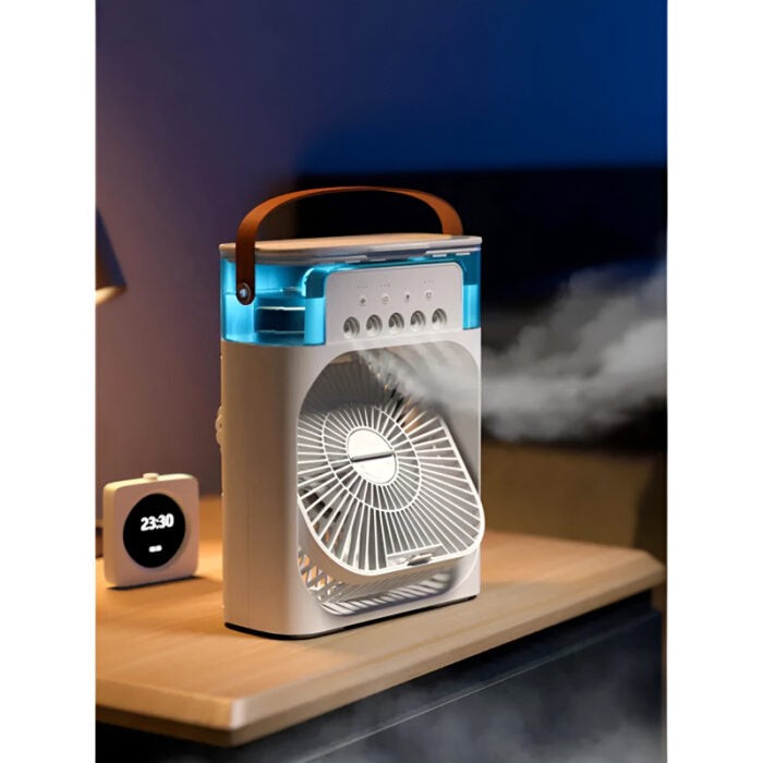 4-In-1 Multi-Functional Portable Air Humidifier Cooling USB Fan With 7-Color - Pakisma