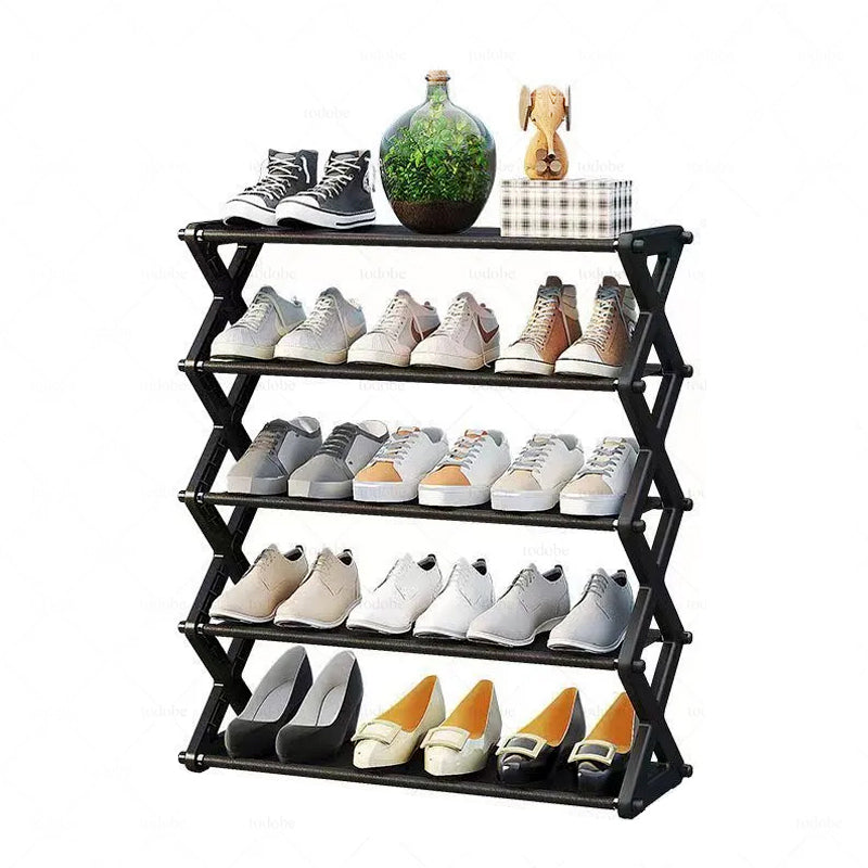 "5-Layer Foldable X-Type Shoe Organizer Stand"