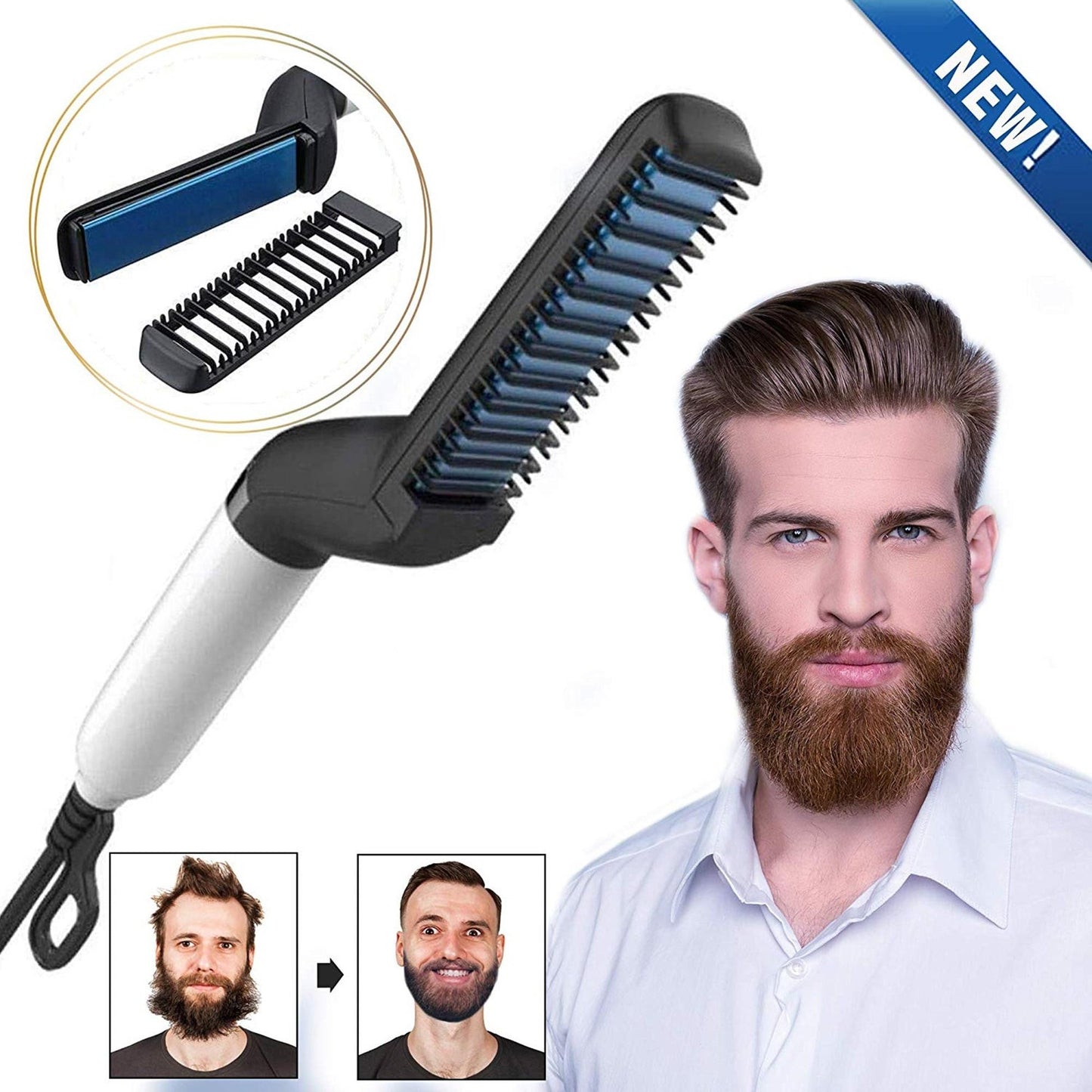 Men's Hair & Beard Straightener Brush - Pakisma