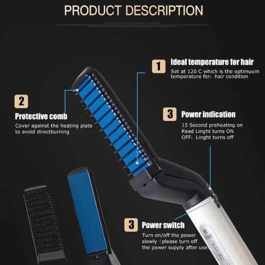 Men's Hair & Beard Straightener Brush - Pakisma