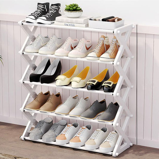 "5-Layer Foldable X-Type Shoe Organizer Stand"