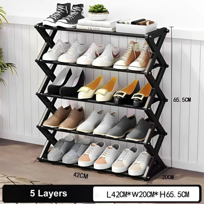 "5-Layer Foldable X-Type Shoe Organizer Stand"